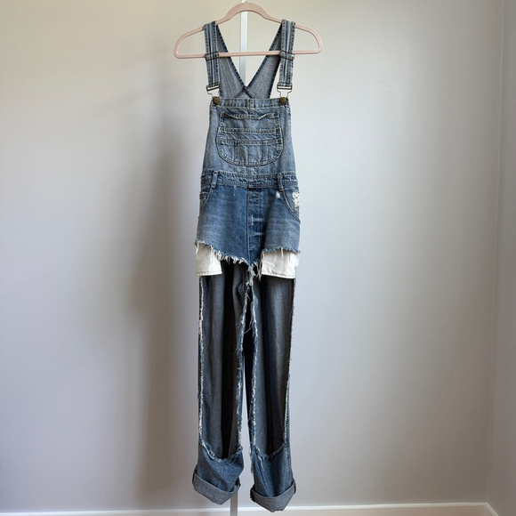 Carmar‎ sz S blue distressed cutout cottagecore Denim Overalls - Picture 1 of 9